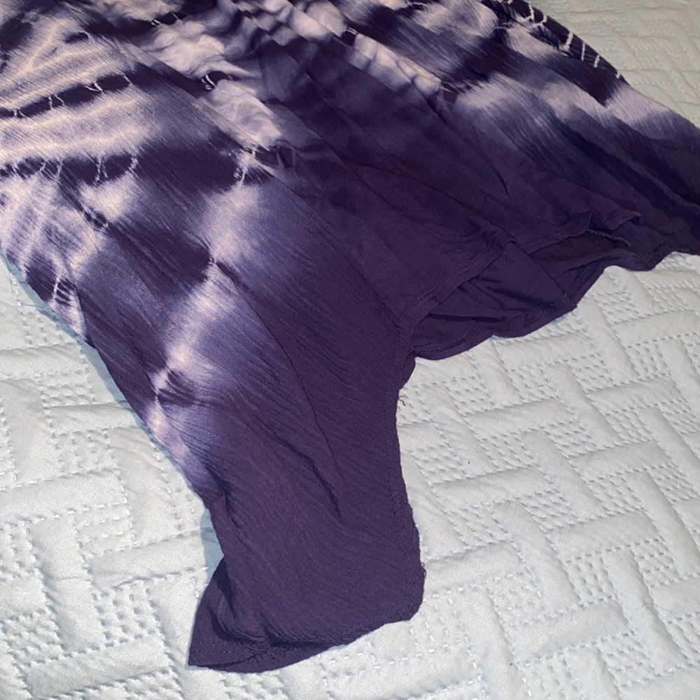 Ava James bell sleeve hi lo tunic Lace up neckline Tie dyed navy and white large - Picture 10 of 15